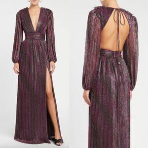 REBECCA VALLANCE Casey Maxi gown dress backless Vintage Disco fortuny plum NWT